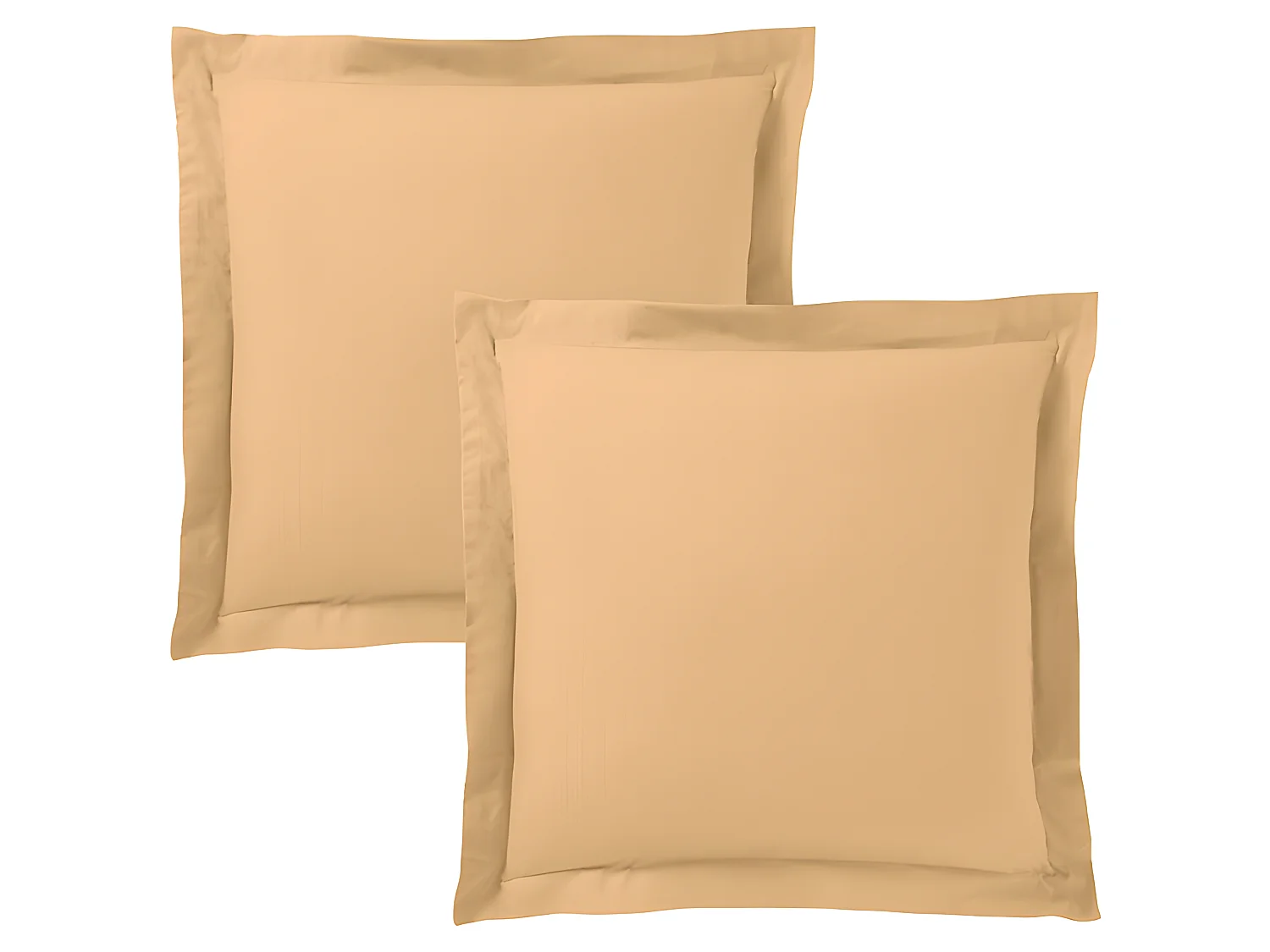 Lot De 2 Taies D'oreiller Taupe 63 X 63 Cm Volant Plat Piqué / 100% Coton / 57 Fils/cm²