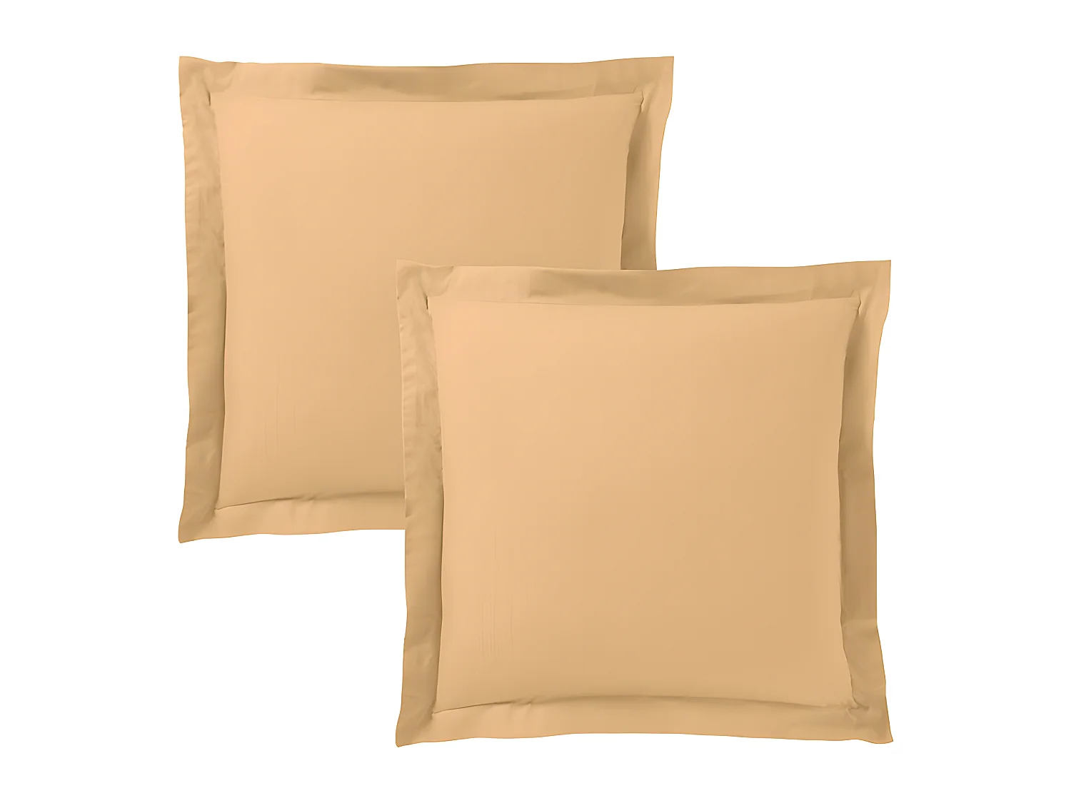 Lot De 2 Taies D'oreiller Taupe 63 X 63 Cm Volant Plat Piqué / 100% Coton / 57 Fils/cm²