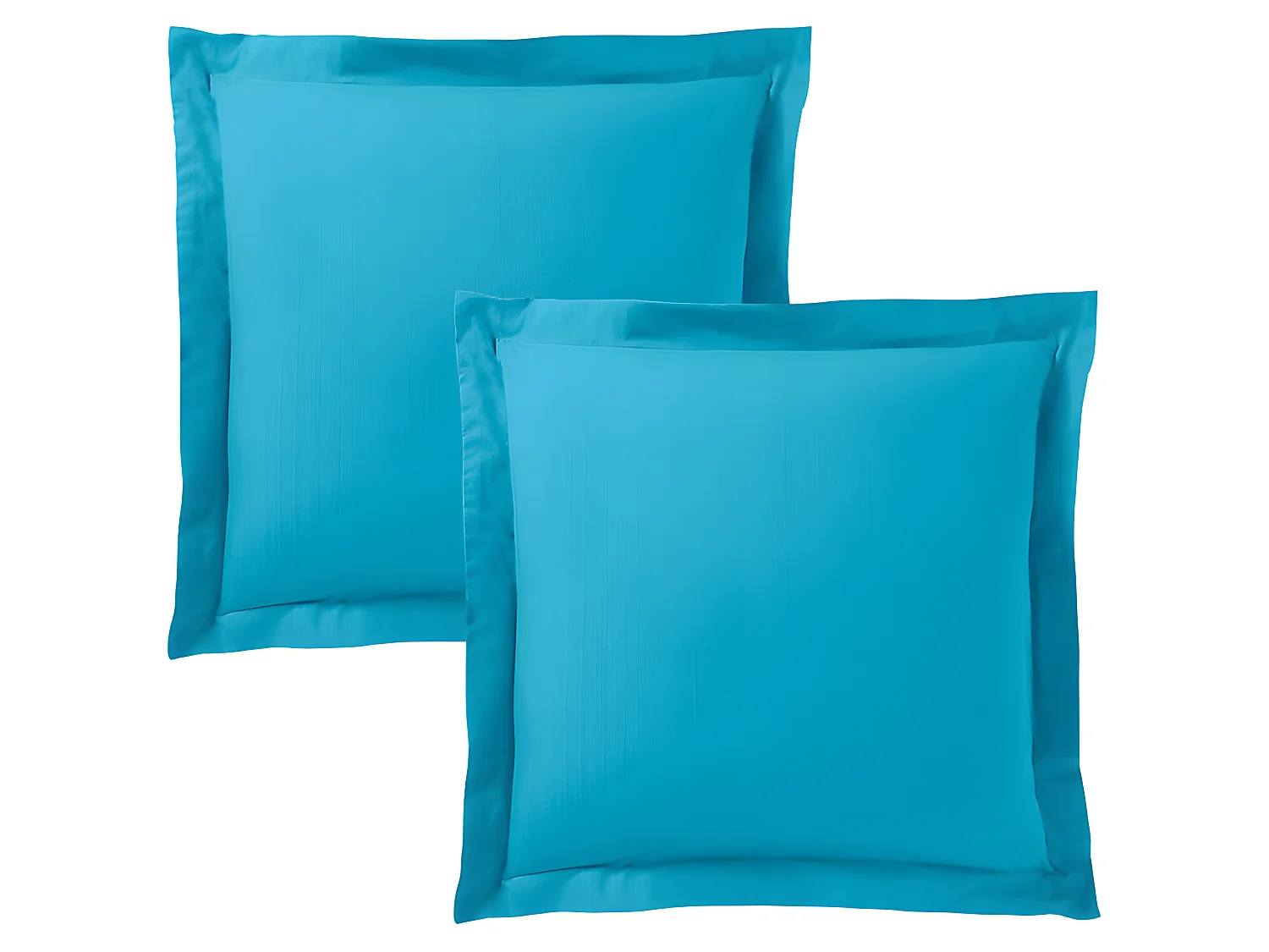 Lot De 2 Taies D'oreiller 63 X 63 Cm  / 100% Coton 57 Fils/cm² - Turquoise -  63 X 63 Cm X 2