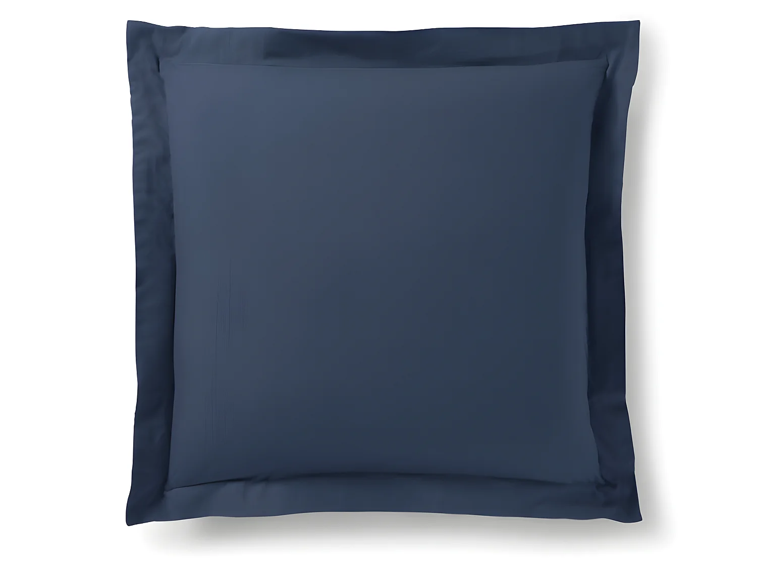 Taie D'oreiller Bleu Marine 63 X 63 Cm Volant Plat Piqué  / 100% Coton / 57 Fils/cm²