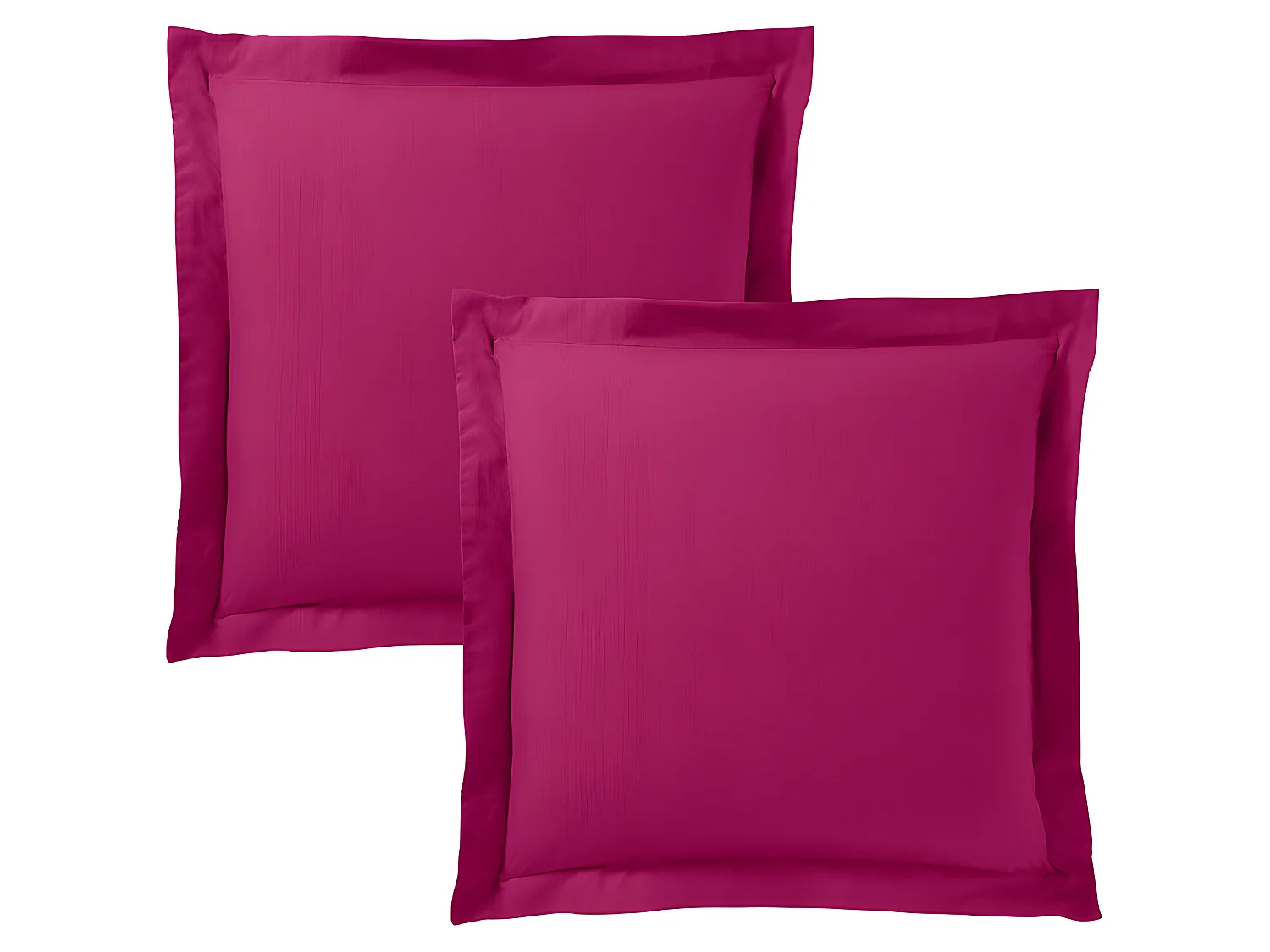 Lot De 2 Taies D'oreiller Fushia 63 X 63 Cm Volant Plat Piqué / 100% Coton / 57 Fils/cm²