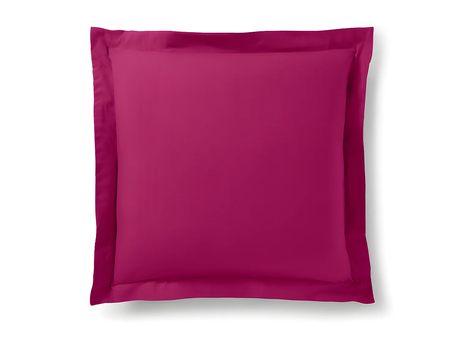 Taie D'oreiller Fushia 63 X 63 Cm Volant Plat Piqué  / 100% Coton / 57 Fils/cm²