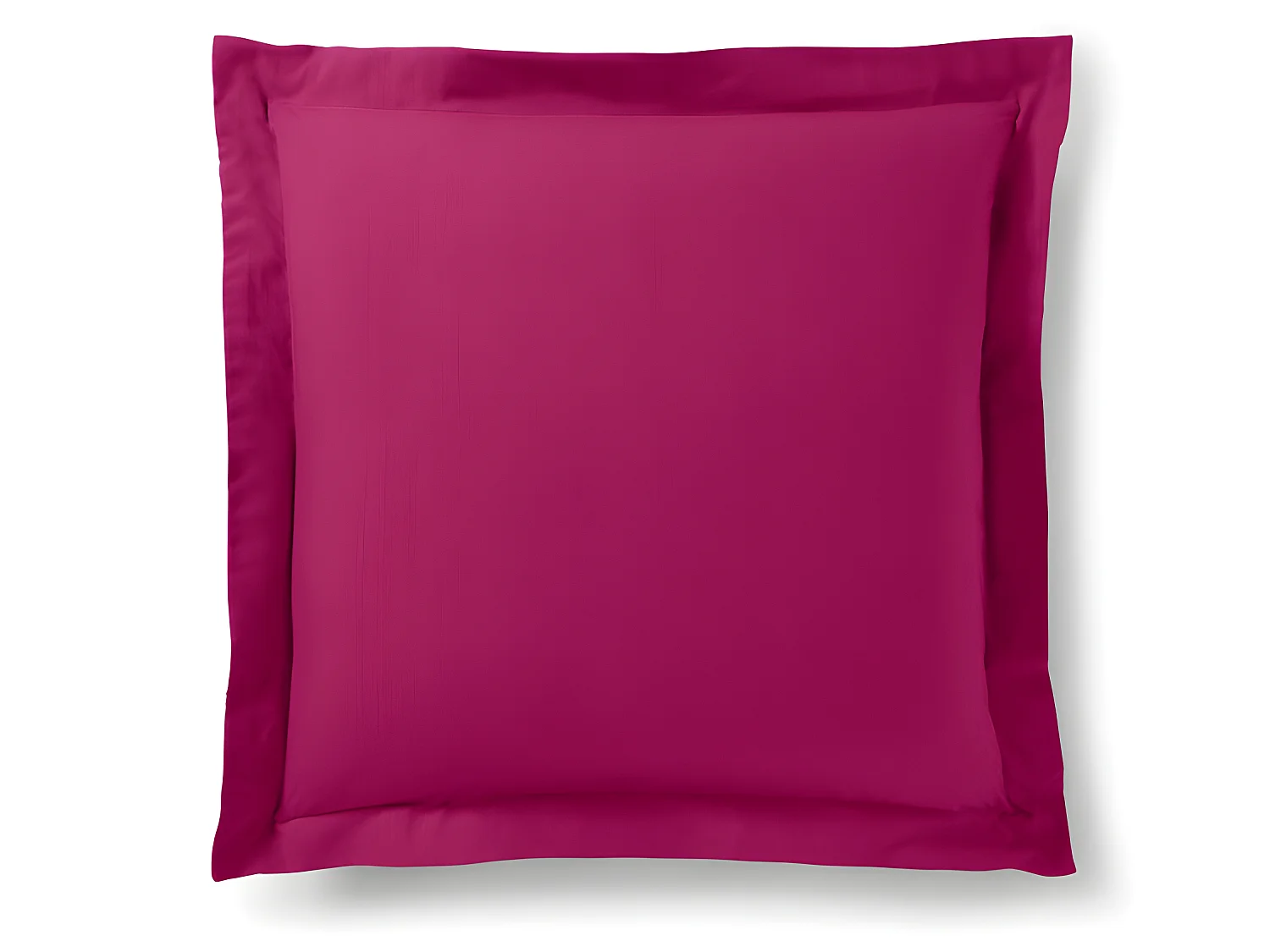 Taie D'oreiller Fushia 63 X 63 Cm Volant Plat Piqué  / 100% Coton / 57 Fils/cm²