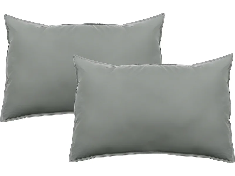 Lot de 2 taies d'oreiller Palace pur coton teint lavé 63 fils/cm² Vent du sud