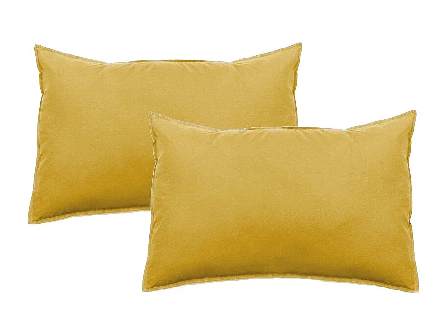 Lot de 2 taies d'oreiller Palace pur coton teint lavé 63 fils/cm² Vent du sud