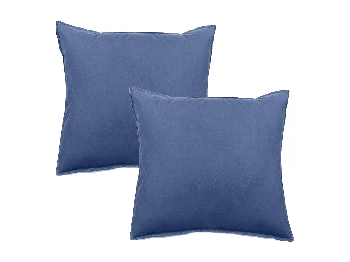 Lot de 2 taies d'oreiller Palace pur coton teint lavé 63 fils/cm² Vent du sud
