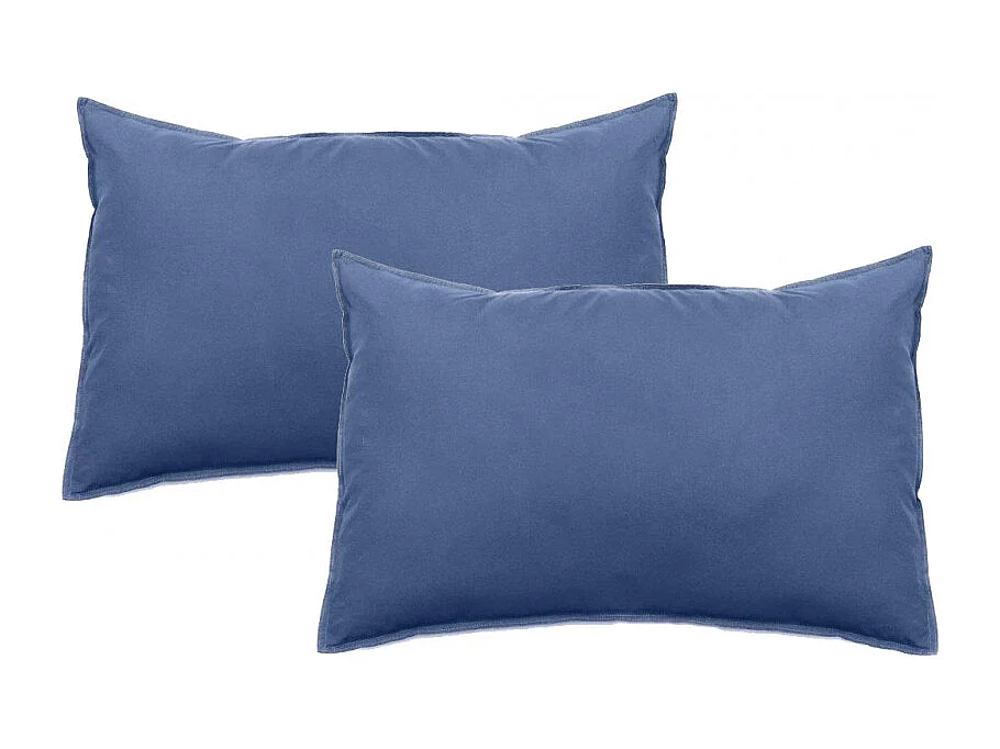 Lot de 2 taies d'oreiller Palace pur coton teint lavé 63 fils/cm² Vent du sud