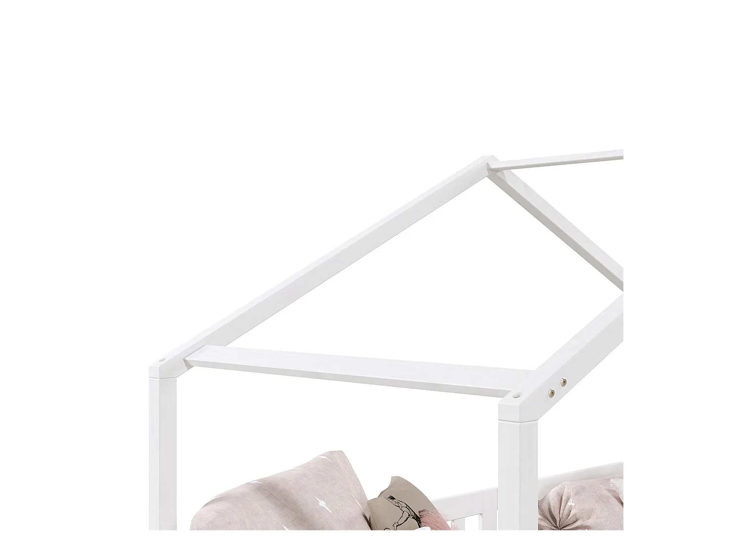 Lit cabane enfant 90x190 cm LISAN lit Simple montessori avec Barrières de Protection en Bois Massif lasuré blanc