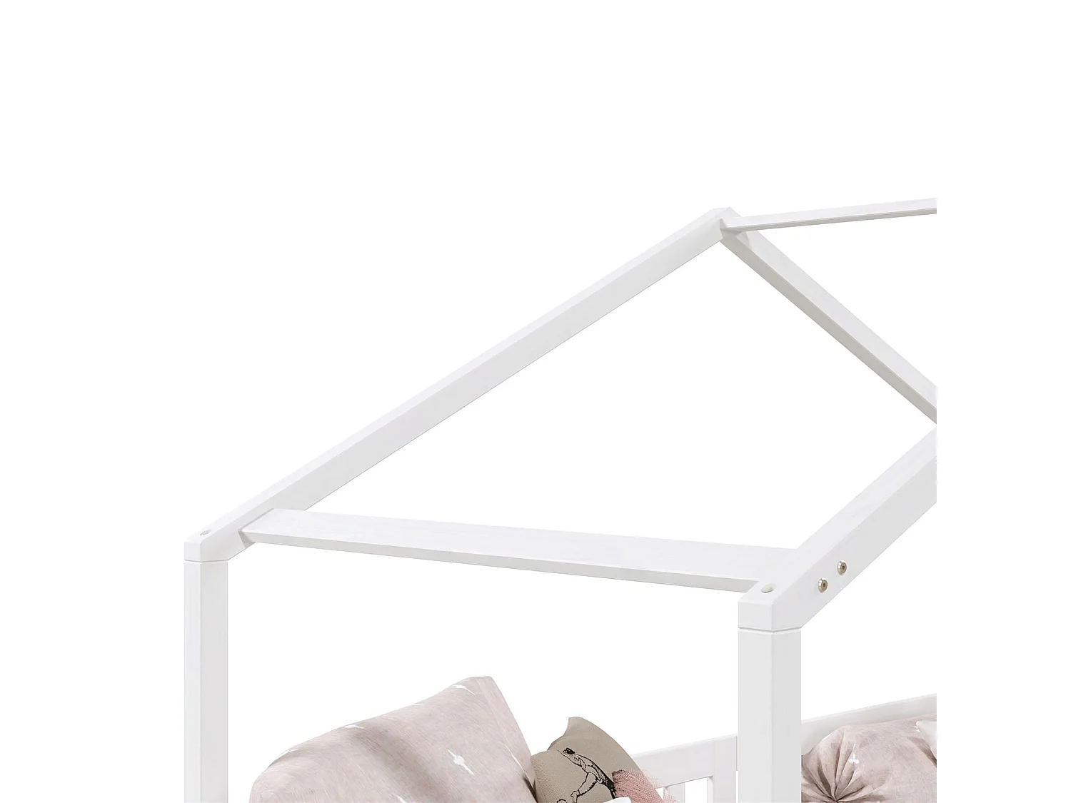 Lit cabane enfant 90x190 cm LISAN lit Simple montessori avec Barrières de Protection en Bois Massif lasuré blanc
