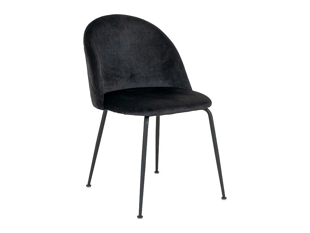 Geneve - Lot de 2 chaises en velours et métal - Noir