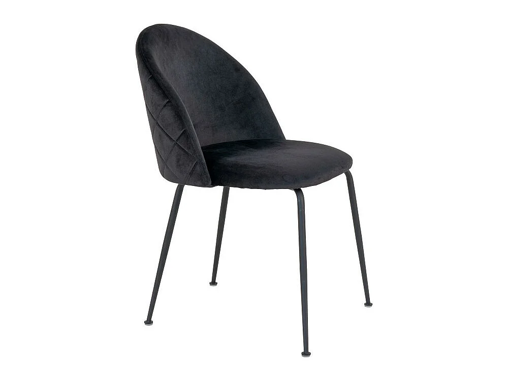 Geneve - Lot de 2 chaises en velours et métal - Noir