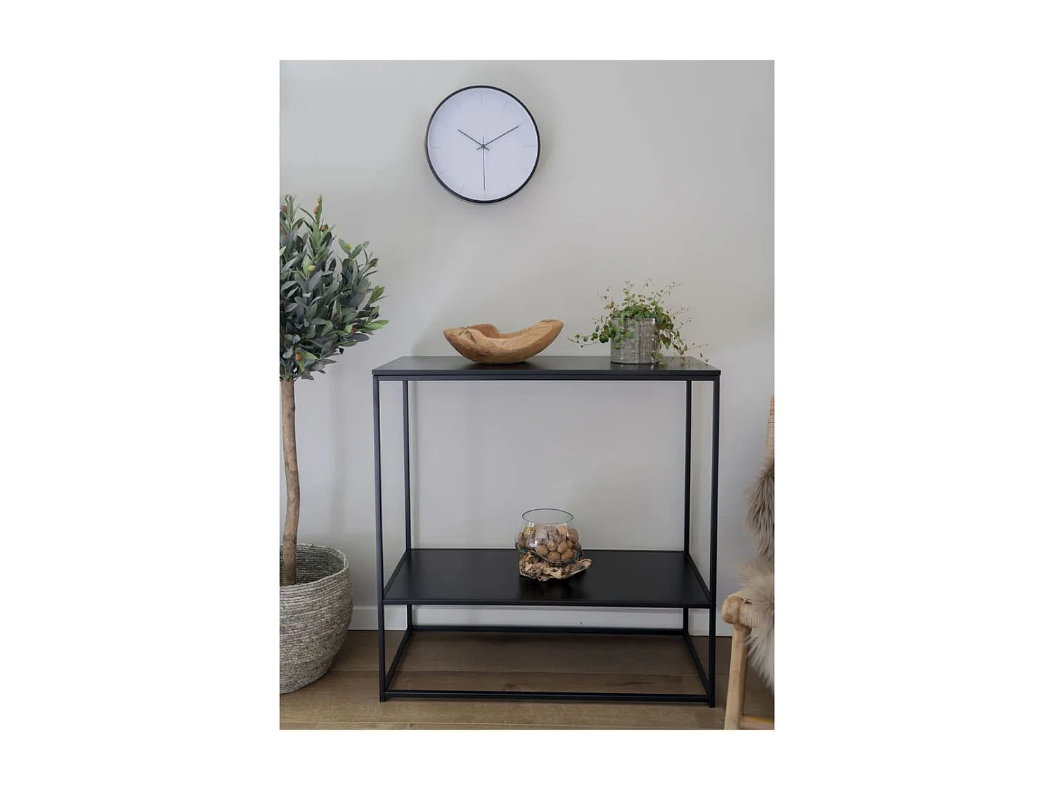 Table console avec 2 étagères Avery Noir