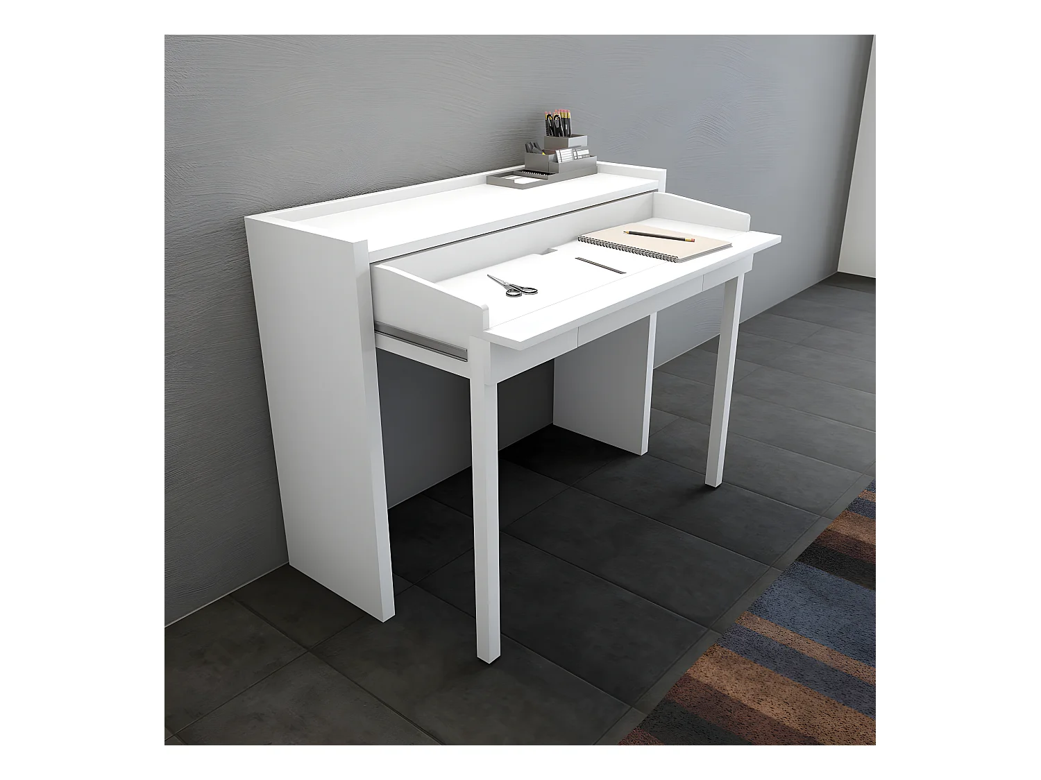 Mel - Console bureau extensible - Blanc