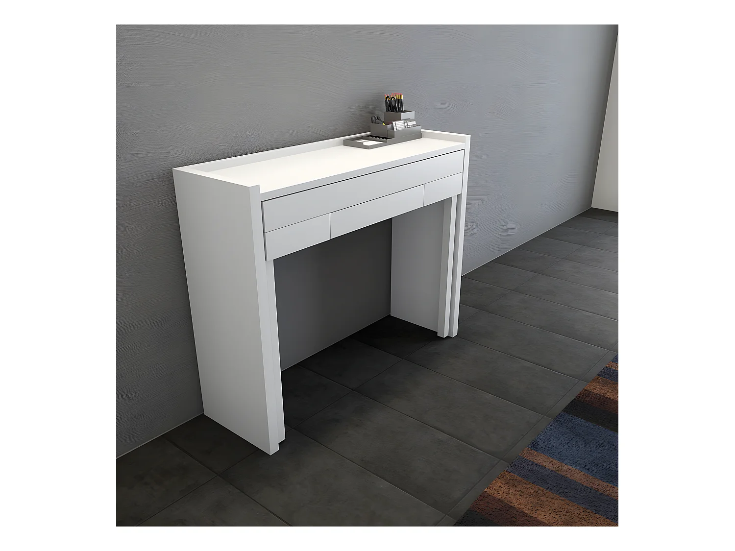 Mel - Console bureau extensible - Blanc