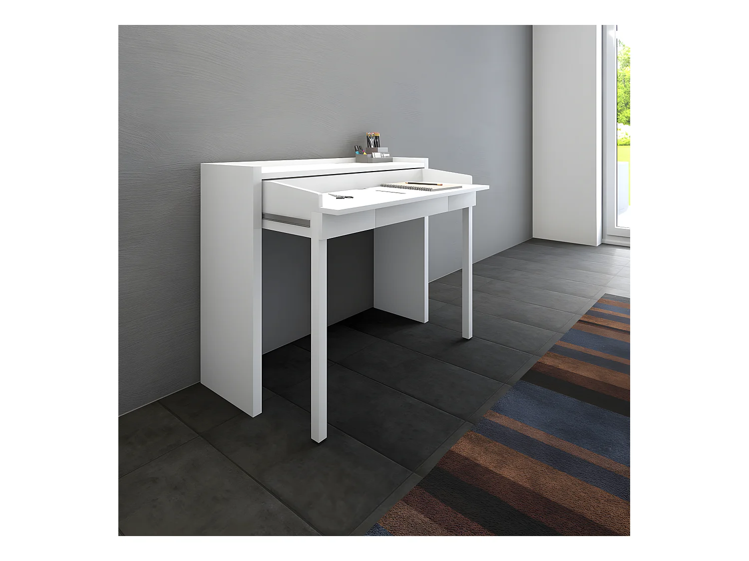 Mel - Console bureau extensible - Blanc