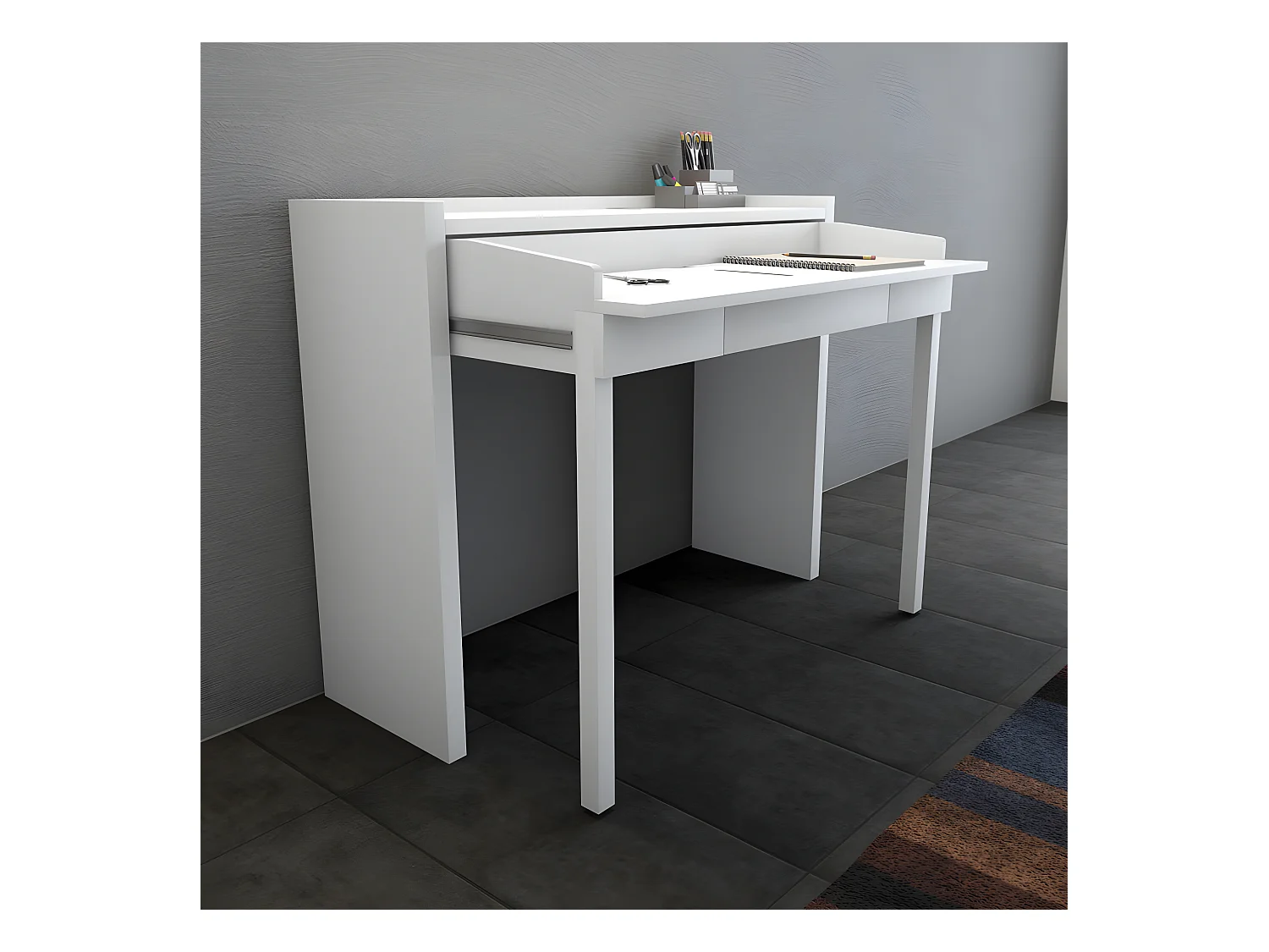 Mel - Console bureau extensible - Blanc