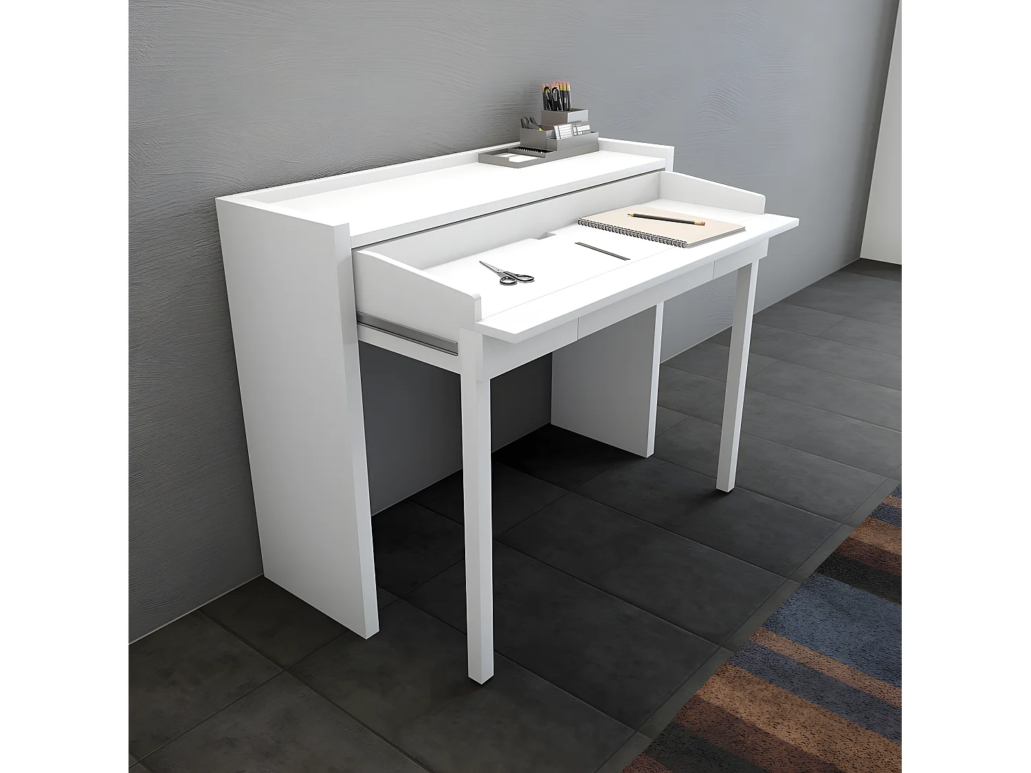 Mel - Console bureau extensible - Blanc