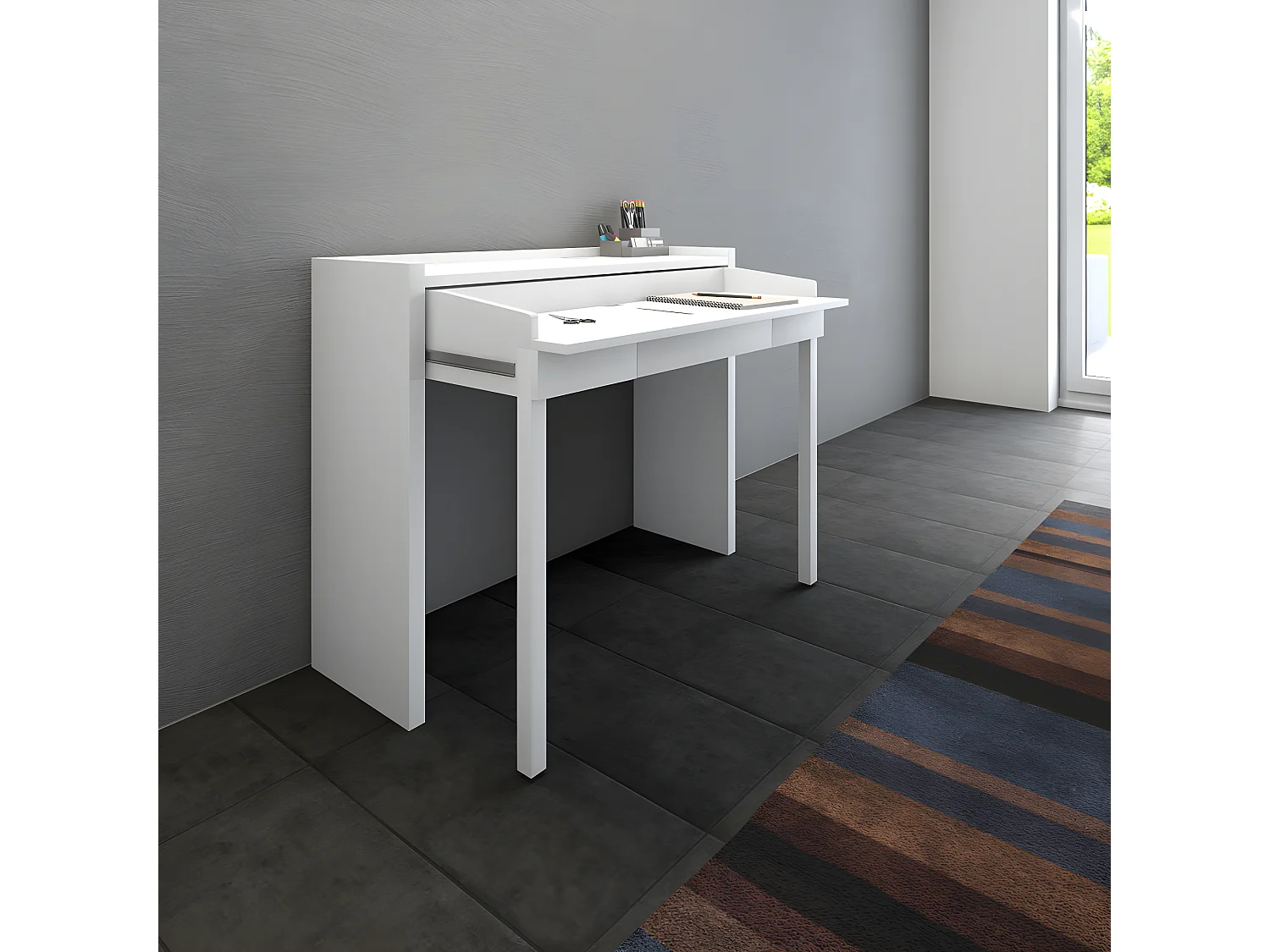 Mel - Console bureau extensible - Blanc