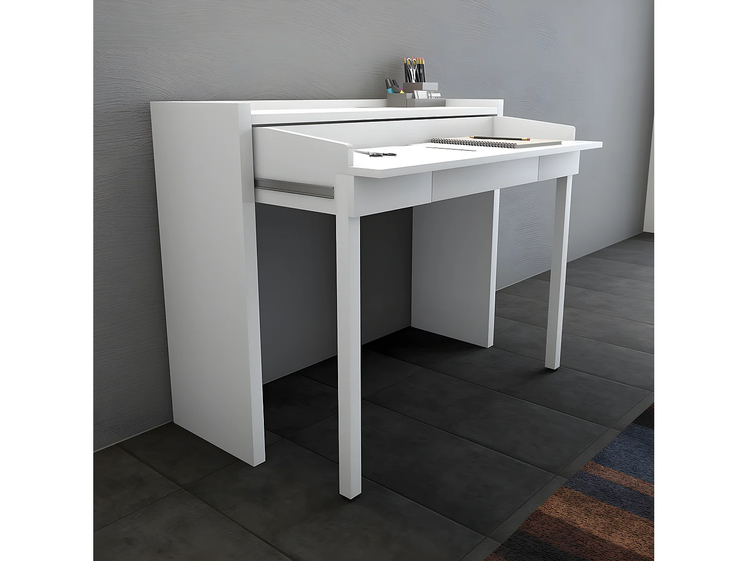 Mel - Console bureau extensible - Blanc