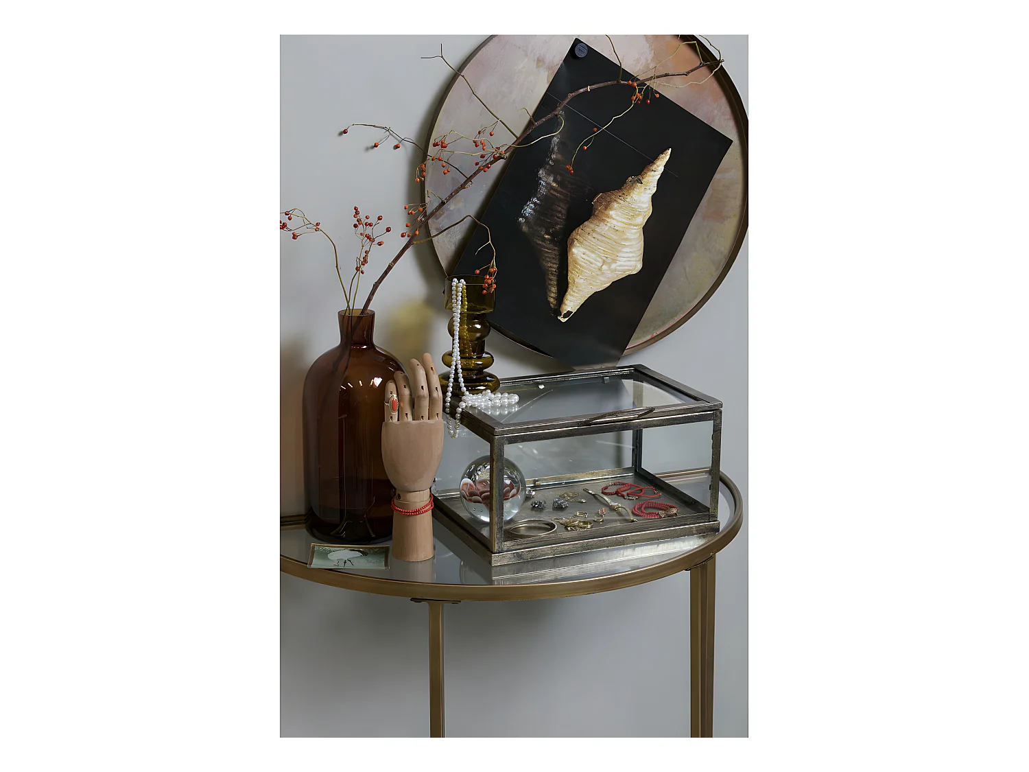 Goddess - Console en métal et verre - Laiton