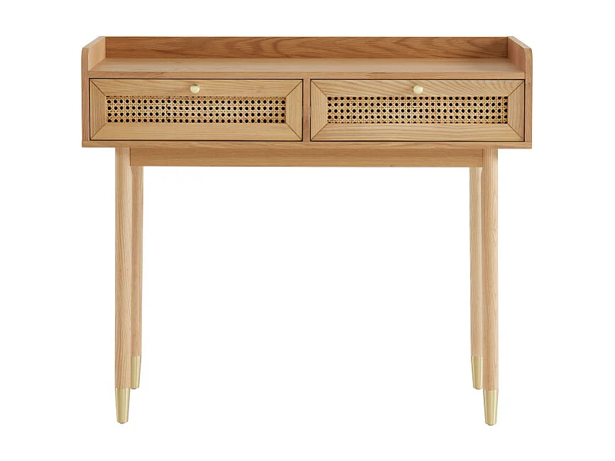 Bombong - Console 2 tiroirs en bois et cannage L100cm - Bois clair
