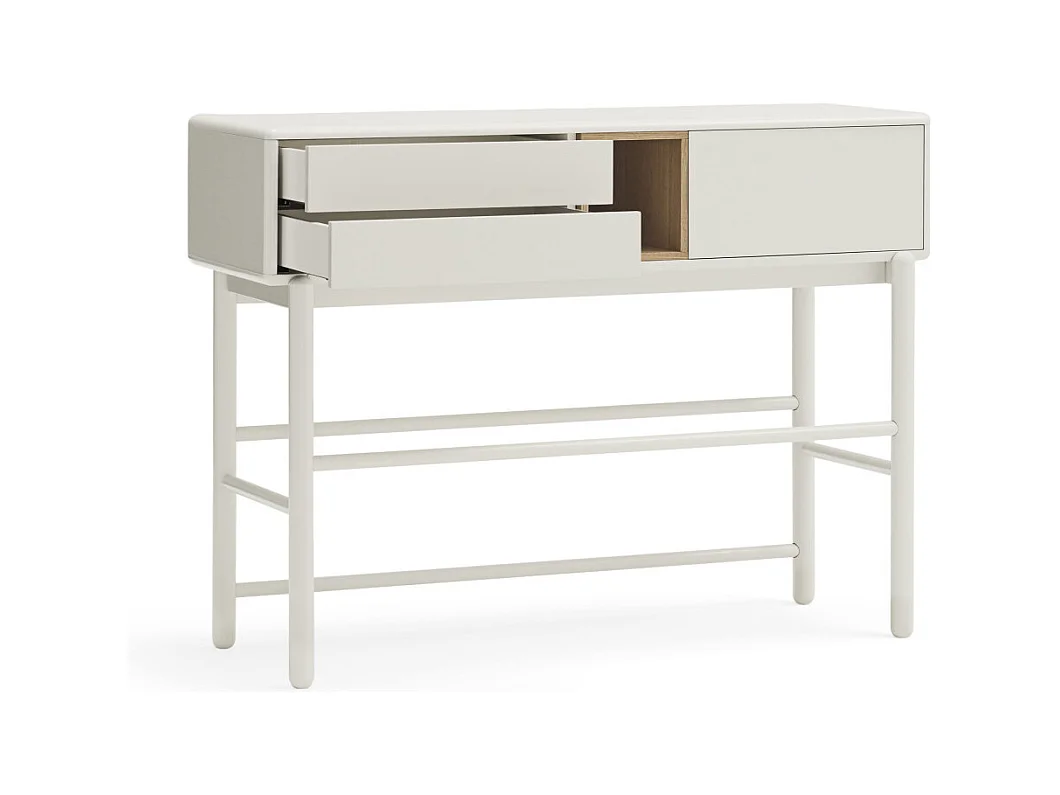Corvo - Console 1 porte 2 tiroirs en bois L180cm - Blanc