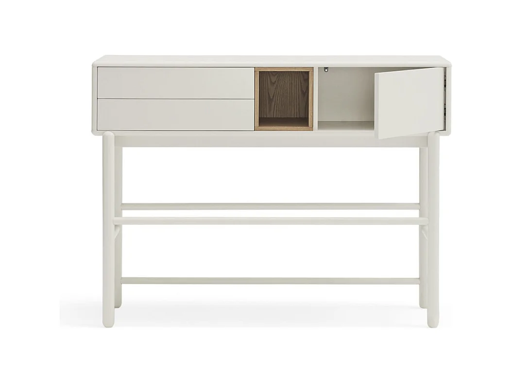 Corvo - Console 1 porte 2 tiroirs en bois L180cm - Blanc