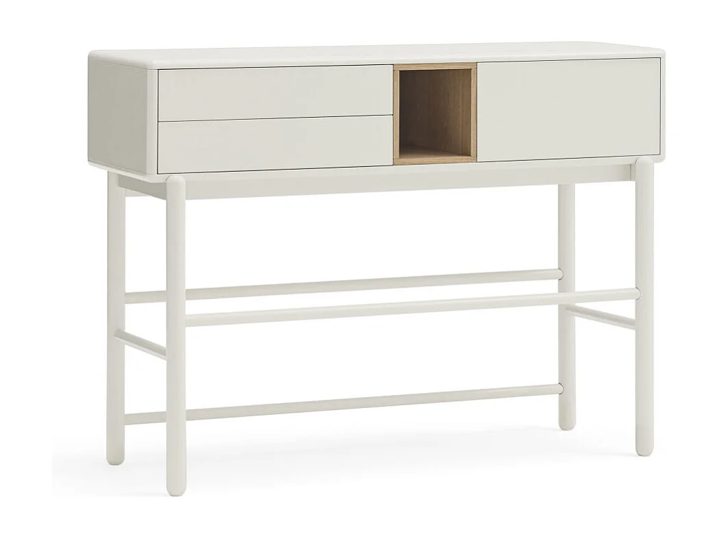 Corvo - Console 1 porte 2 tiroirs en bois L180cm - Blanc