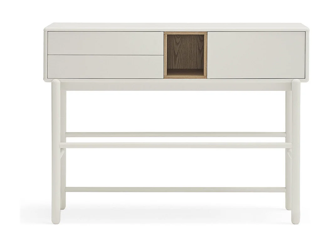 Corvo - Console 1 porte 2 tiroirs en bois L180cm - Blanc