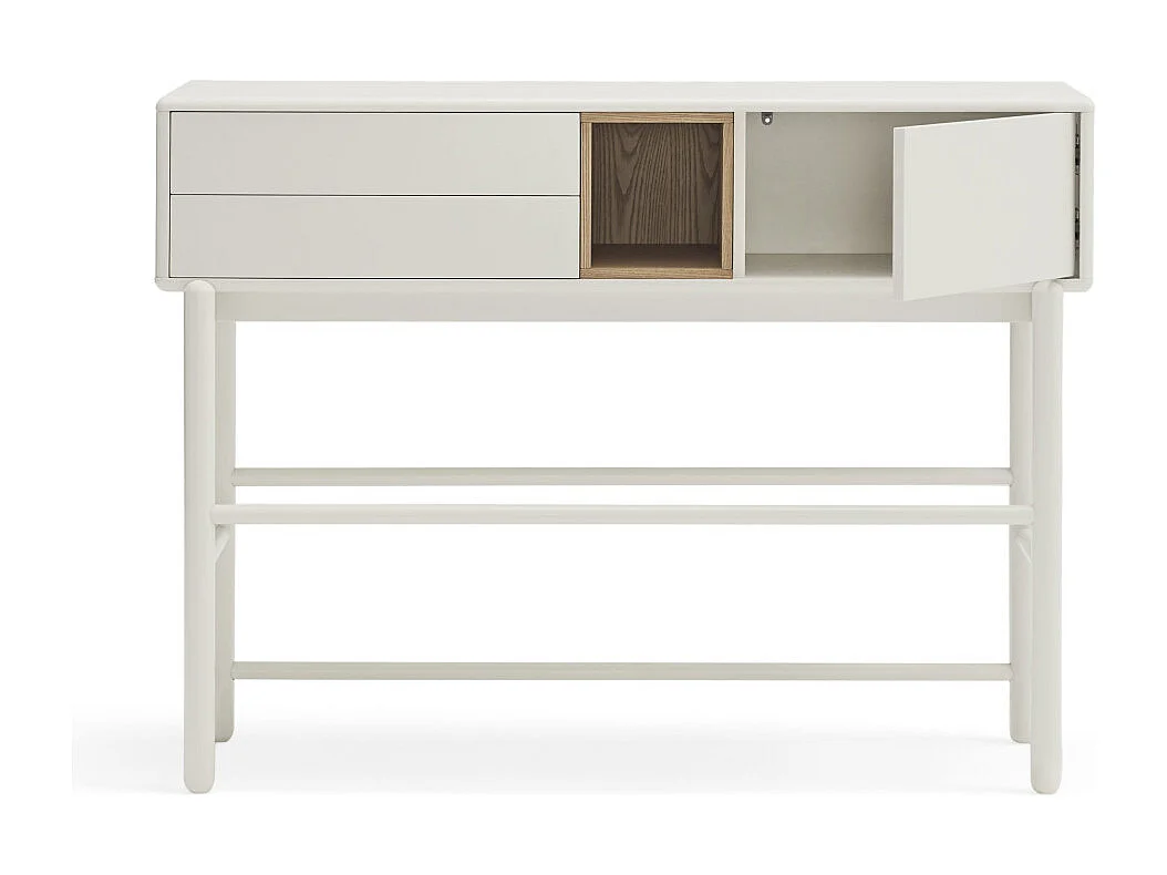 Corvo - Console 1 porte 2 tiroirs en bois L180cm - Blanc