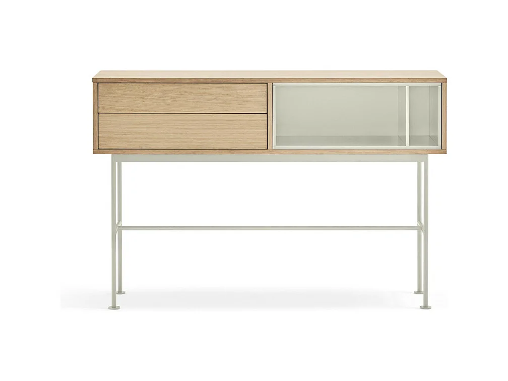 Yoko - Console 2 tiroirs en bois L120cm : Couleur - Blanc