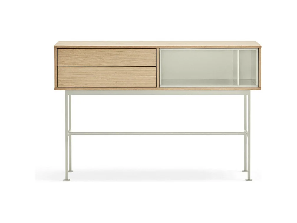 Yoko - Console 2 tiroirs en bois L120cm : Couleur - Blanc