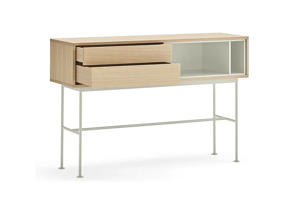 Yoko - Console 2 tiroirs en bois L120cm : Couleur - Blanc