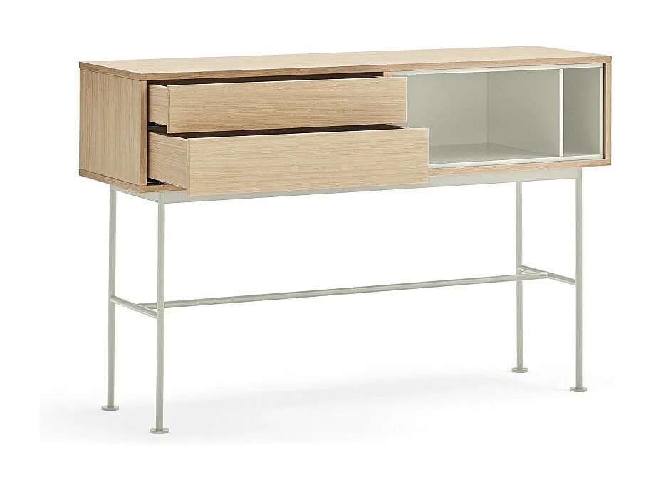 Yoko - Console 2 tiroirs en bois L120cm : Couleur - Blanc