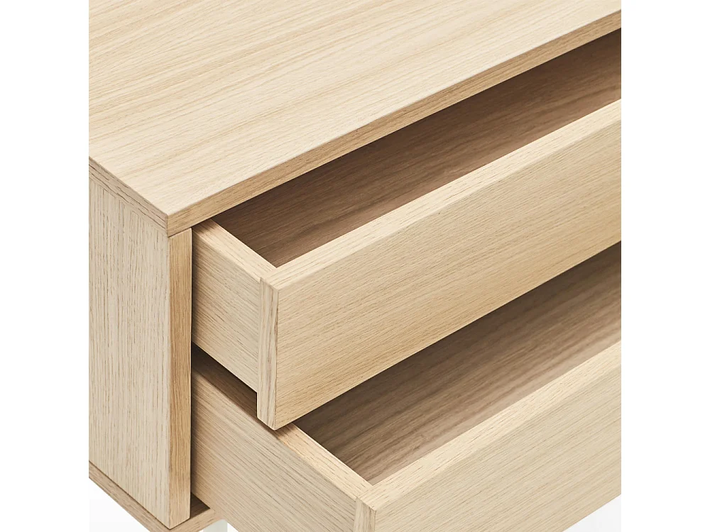 Yoko - Console 2 tiroirs en bois L120cm : Couleur - Blanc