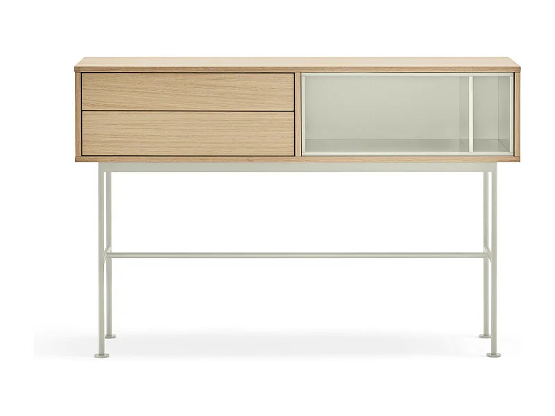 Yoko - Console 2 tiroirs en bois L120cm : Couleur - Blanc