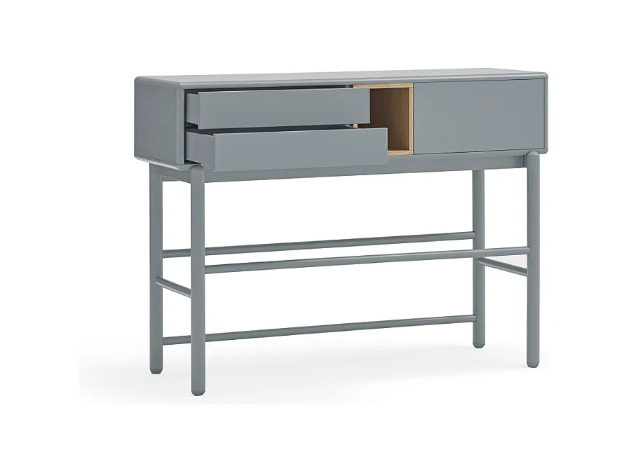 Corvo - Console 1 porte 2 tiroirs en bois L180cm - Gris clair