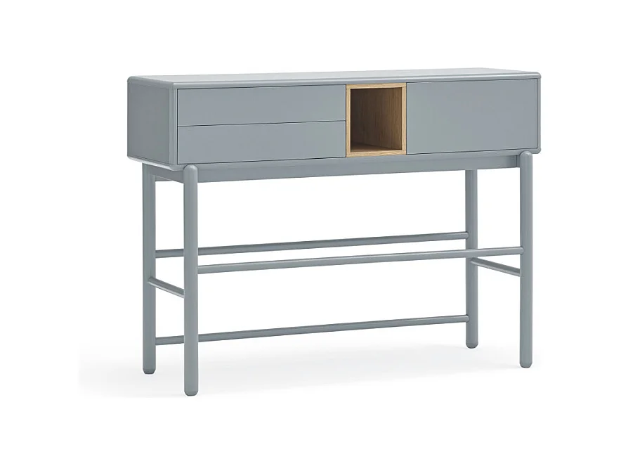Corvo - Console 1 porte 2 tiroirs en bois L180cm - Gris clair