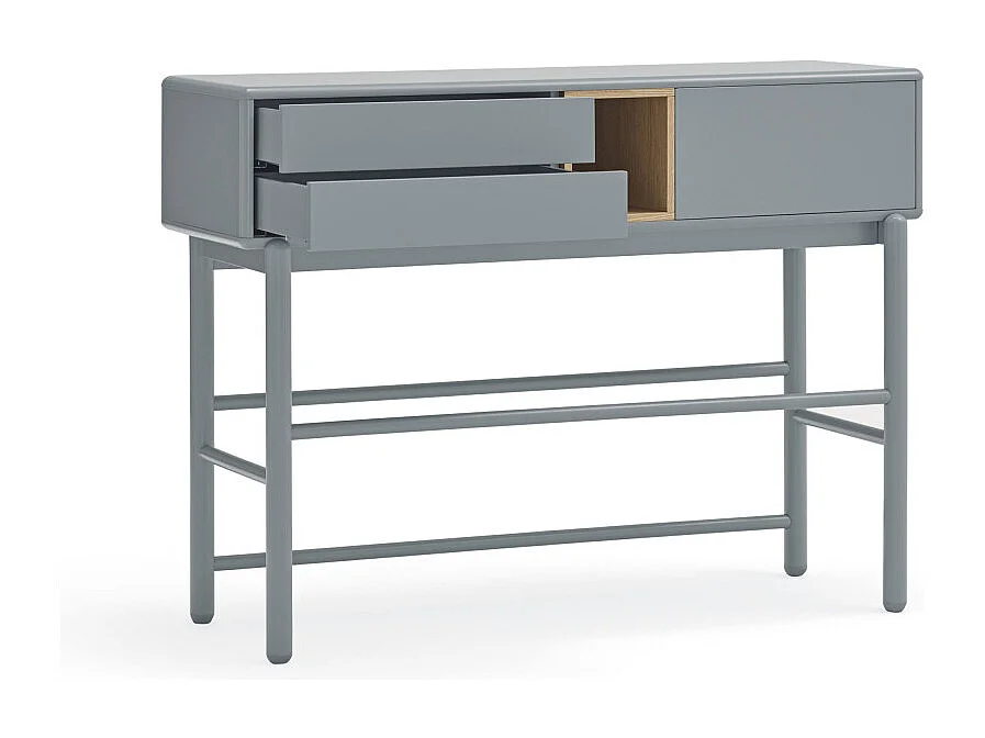 Corvo - Console 1 porte 2 tiroirs en bois L180cm - Gris clair