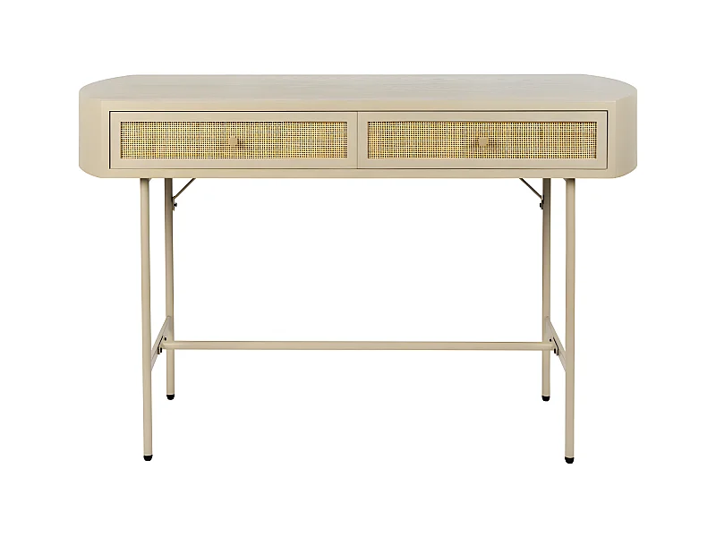 Amaya - Console 2 tiroirs en bois et métal : Couleur - Beige