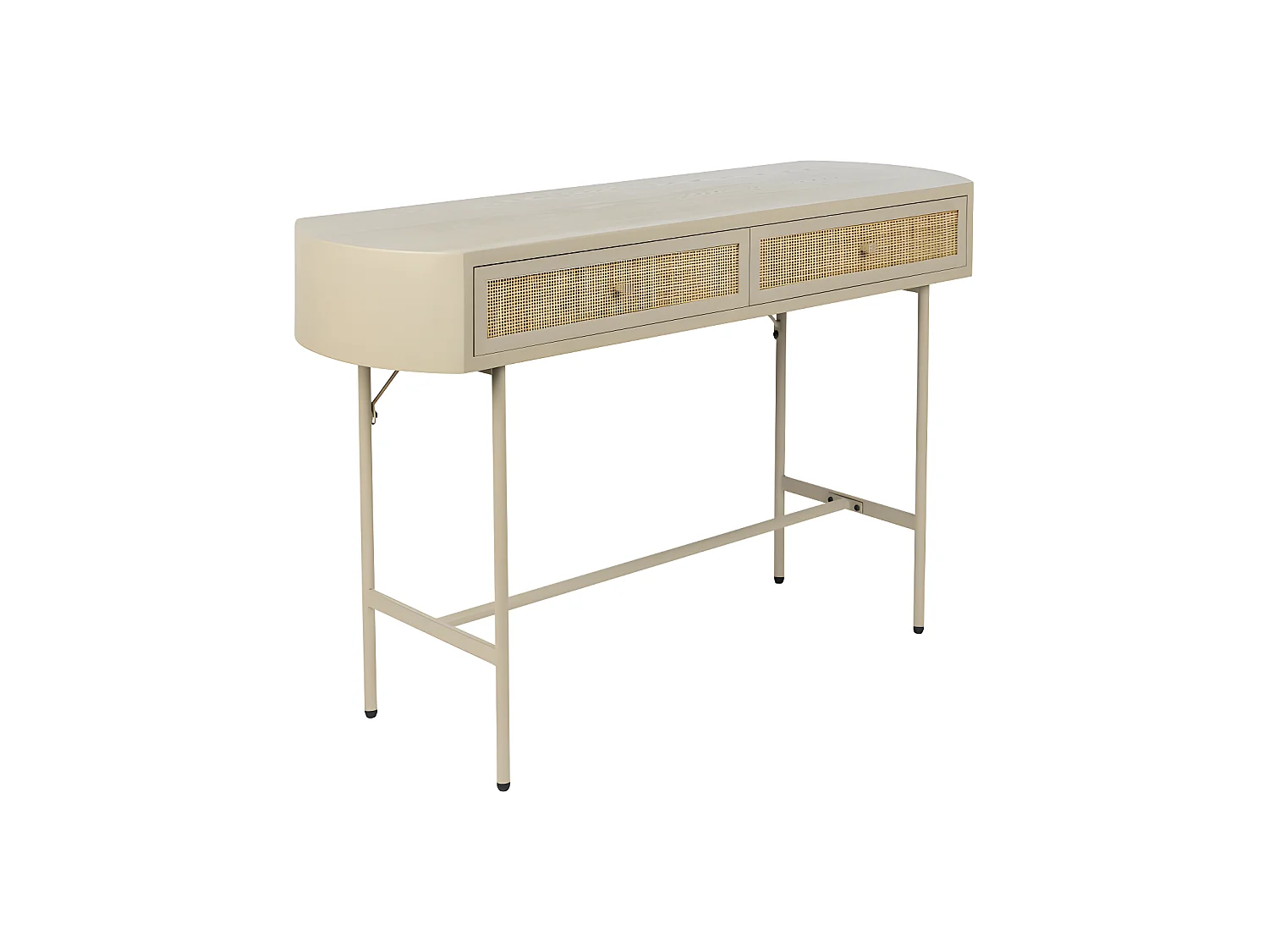Amaya - Console 2 tiroirs en bois et métal : Couleur - Beige