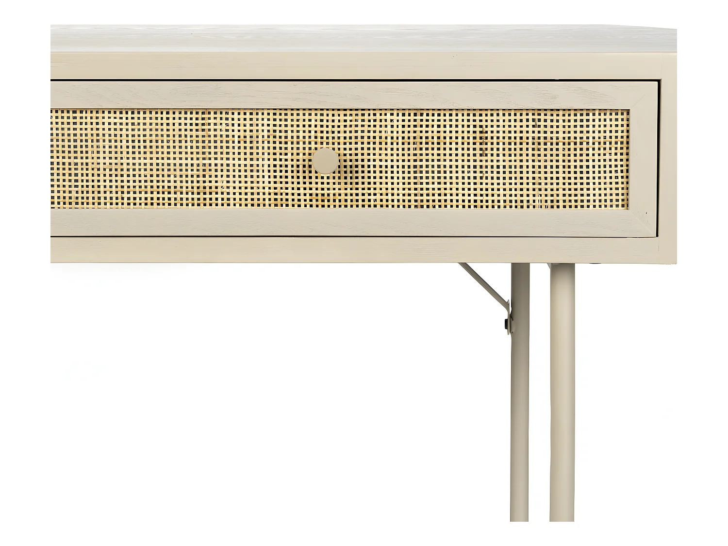 Amaya - Console 2 tiroirs en bois et métal : Couleur - Beige