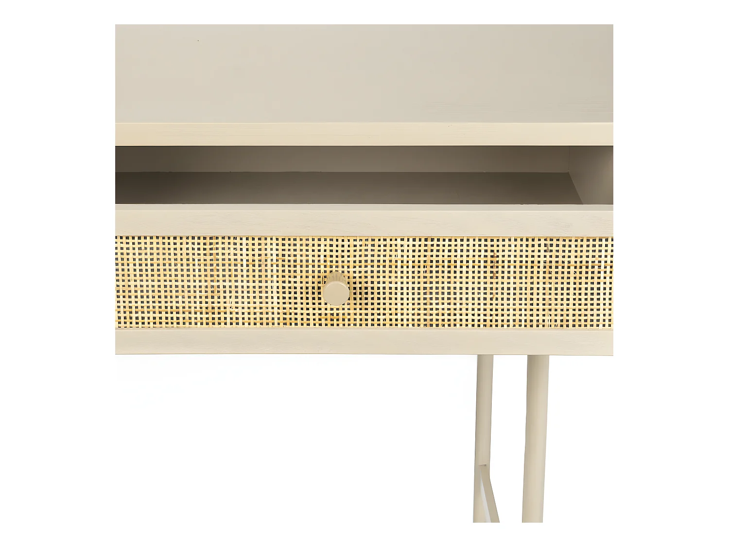 Amaya - Console 2 tiroirs en bois et métal : Couleur - Beige