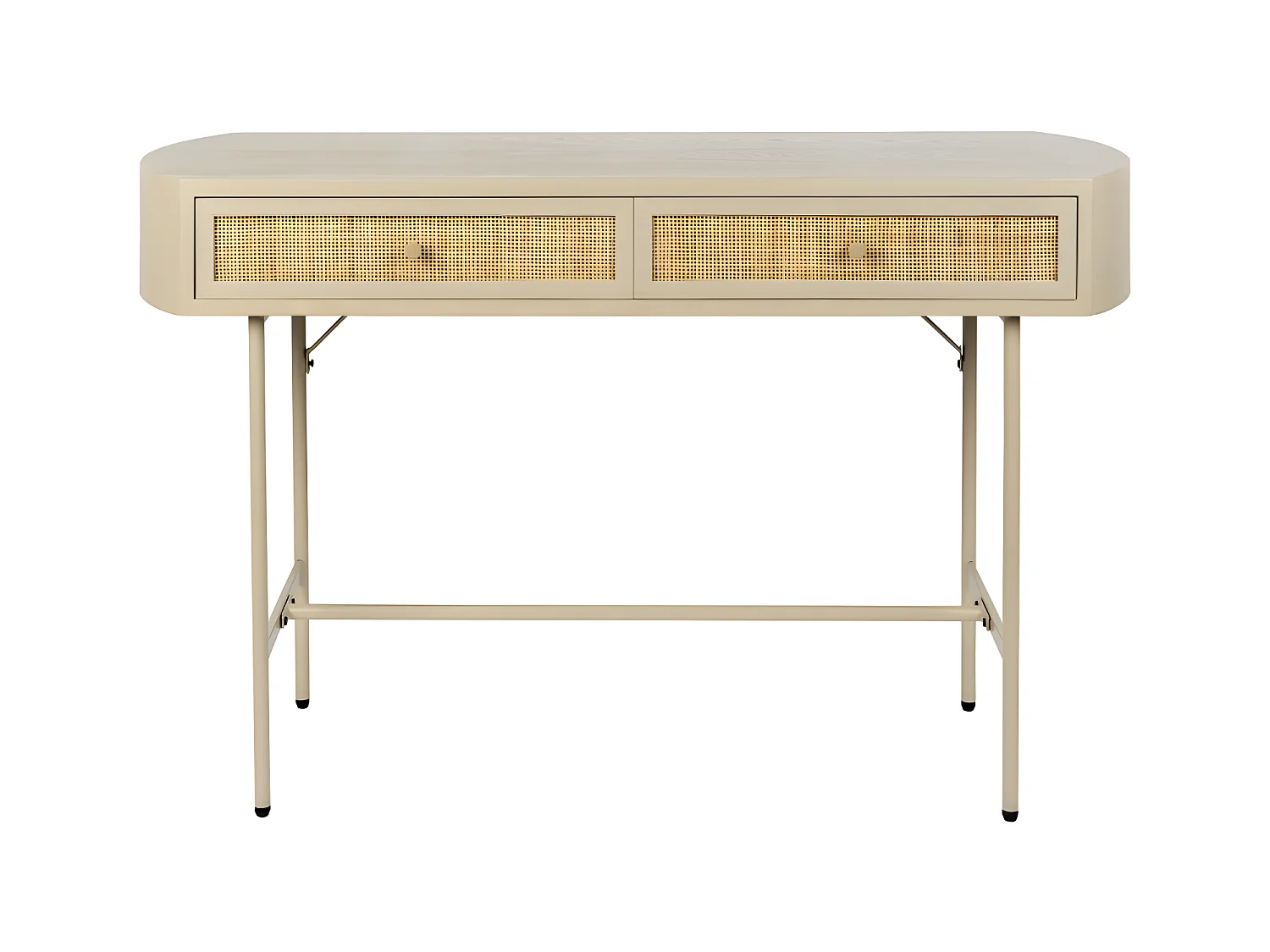 Amaya - Console 2 tiroirs en bois et métal : Couleur - Beige