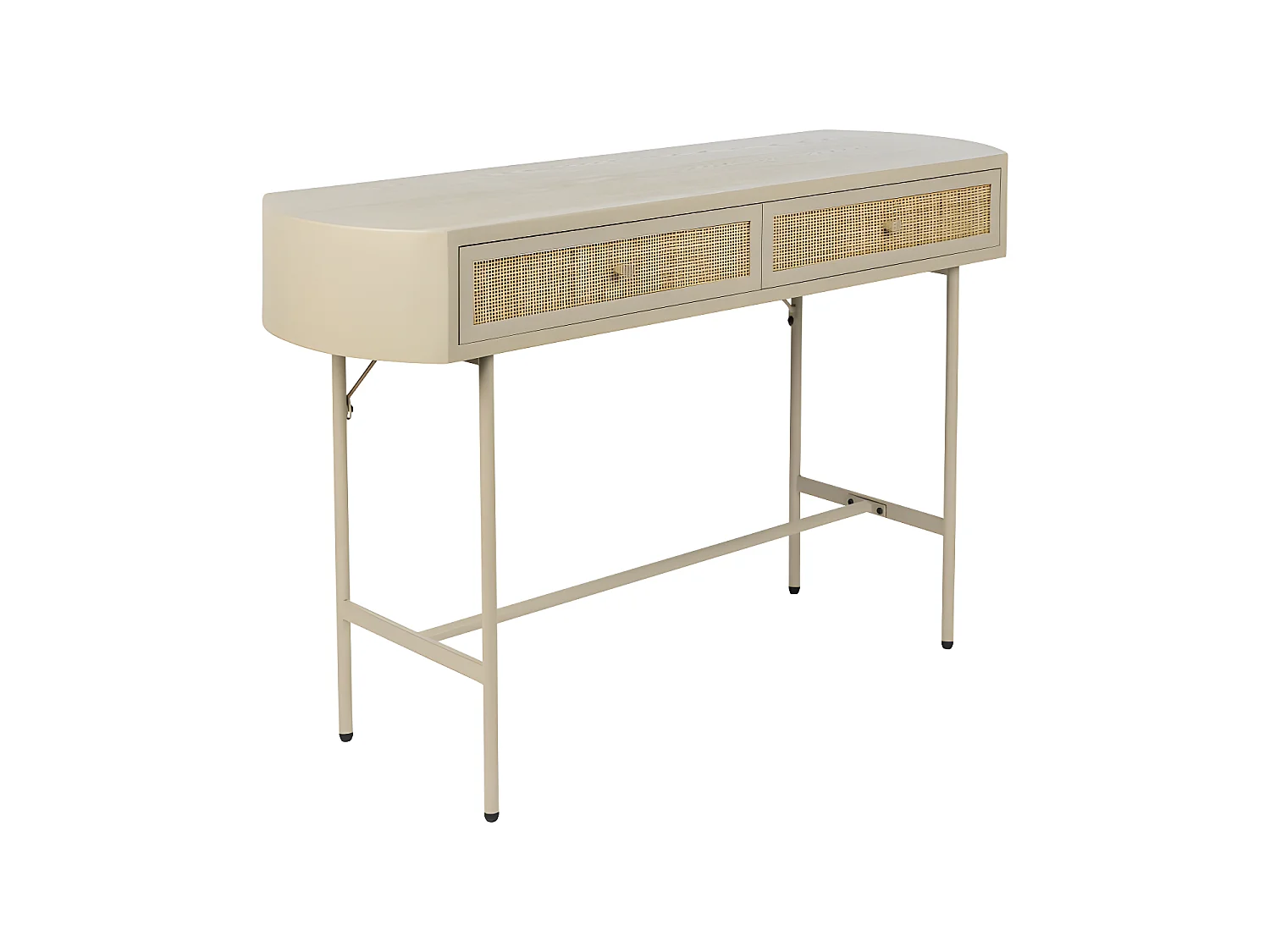 Amaya - Console 2 tiroirs en bois et métal : Couleur - Beige