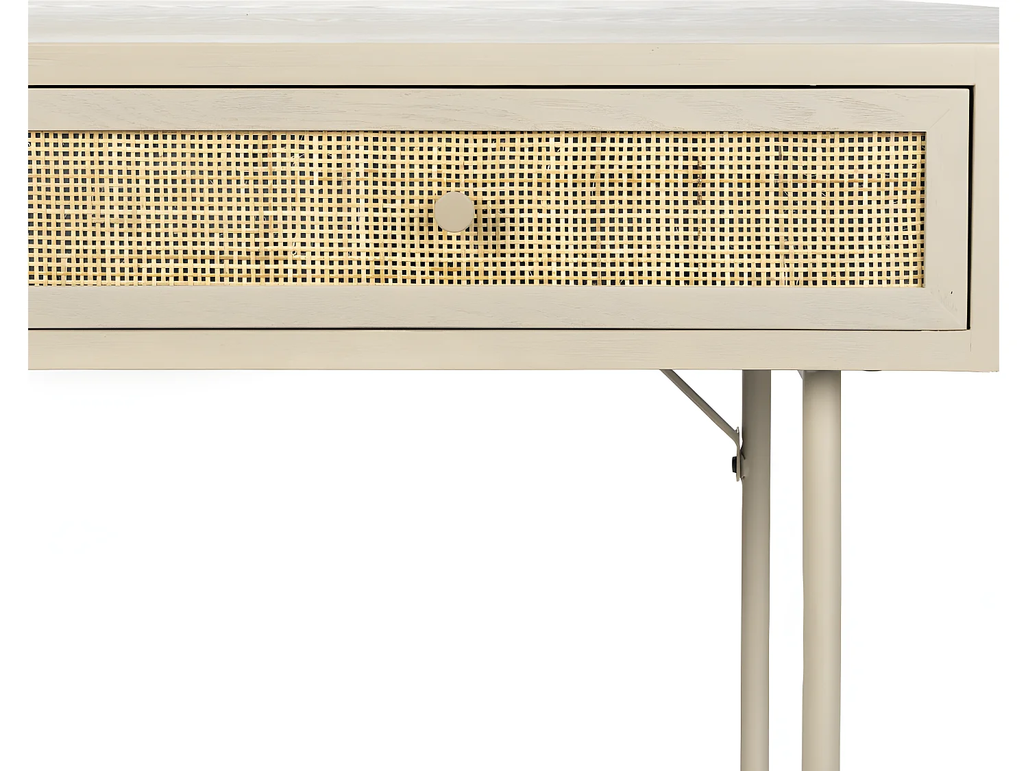 Amaya - Console 2 tiroirs en bois et métal : Couleur - Beige