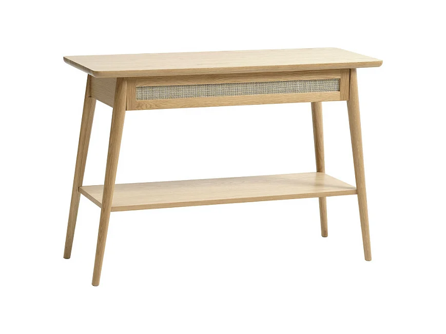 Kiyo - Console 1 tiroir en bois et cannage L110cm - Bois clair