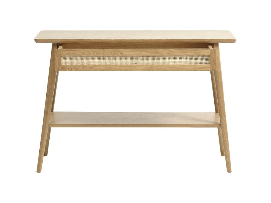 Kiyo - Console 1 tiroir en bois et cannage L110cm - Bois clair