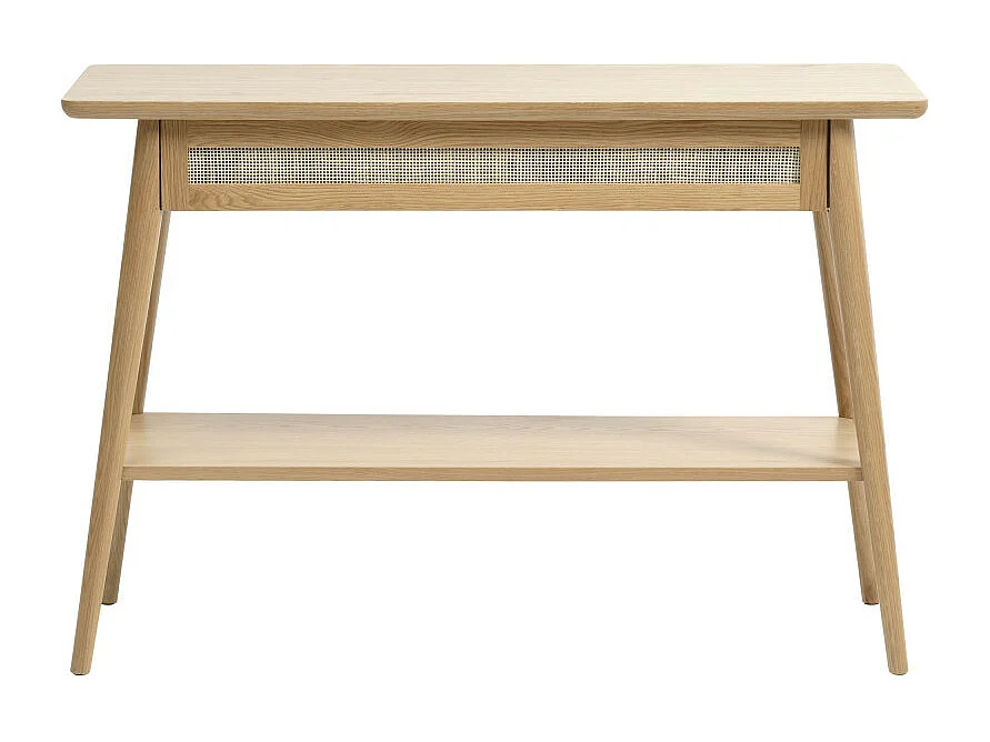 Kiyo - Console 1 tiroir en bois et cannage L110cm - Bois clair