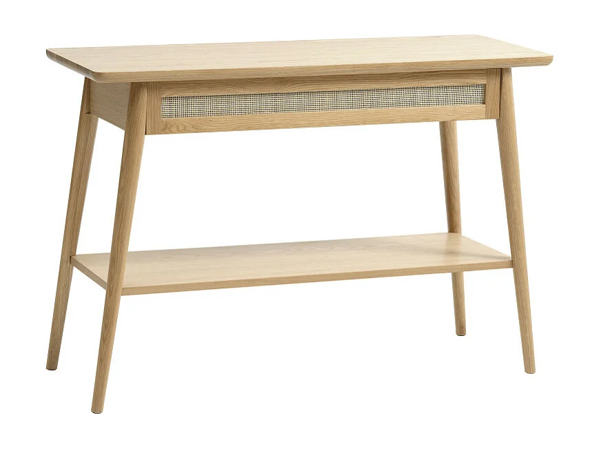 Kiyo - Console 1 tiroir en bois et cannage L110cm - Bois clair